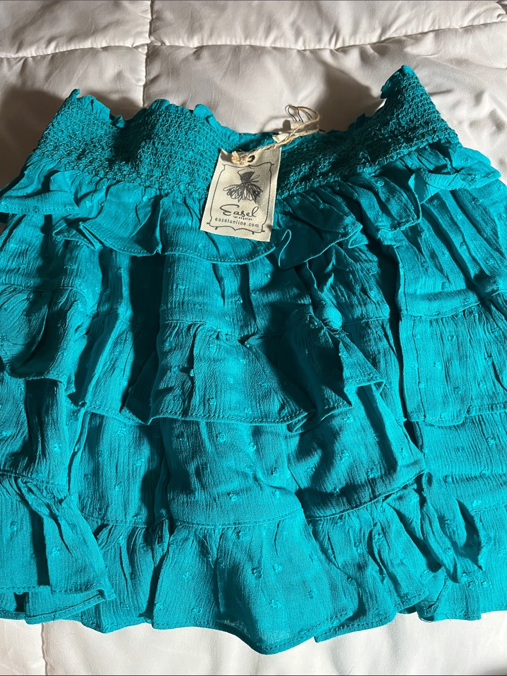 easel Teal Tiered Ruffle Skirt